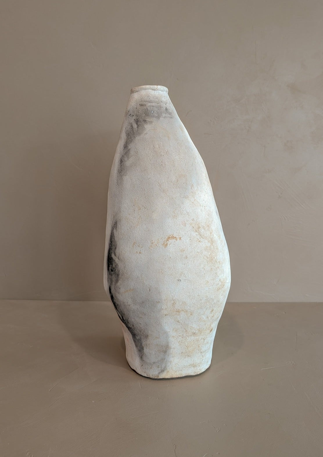Signed Large Vintage Freeform Raku Pottery Vase