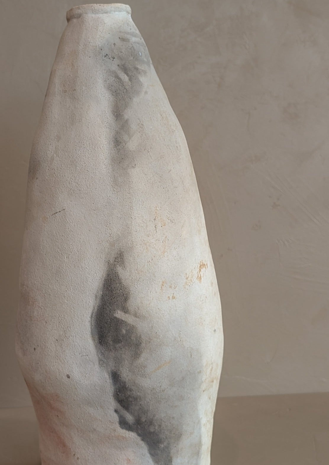 Signed Large Vintage Freeform Raku Pottery Vase
