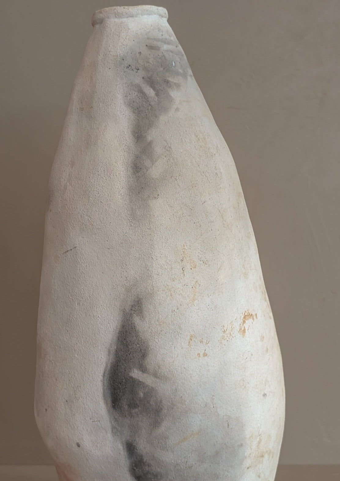 Signed Large Vintage Freeform Raku Pottery Vase