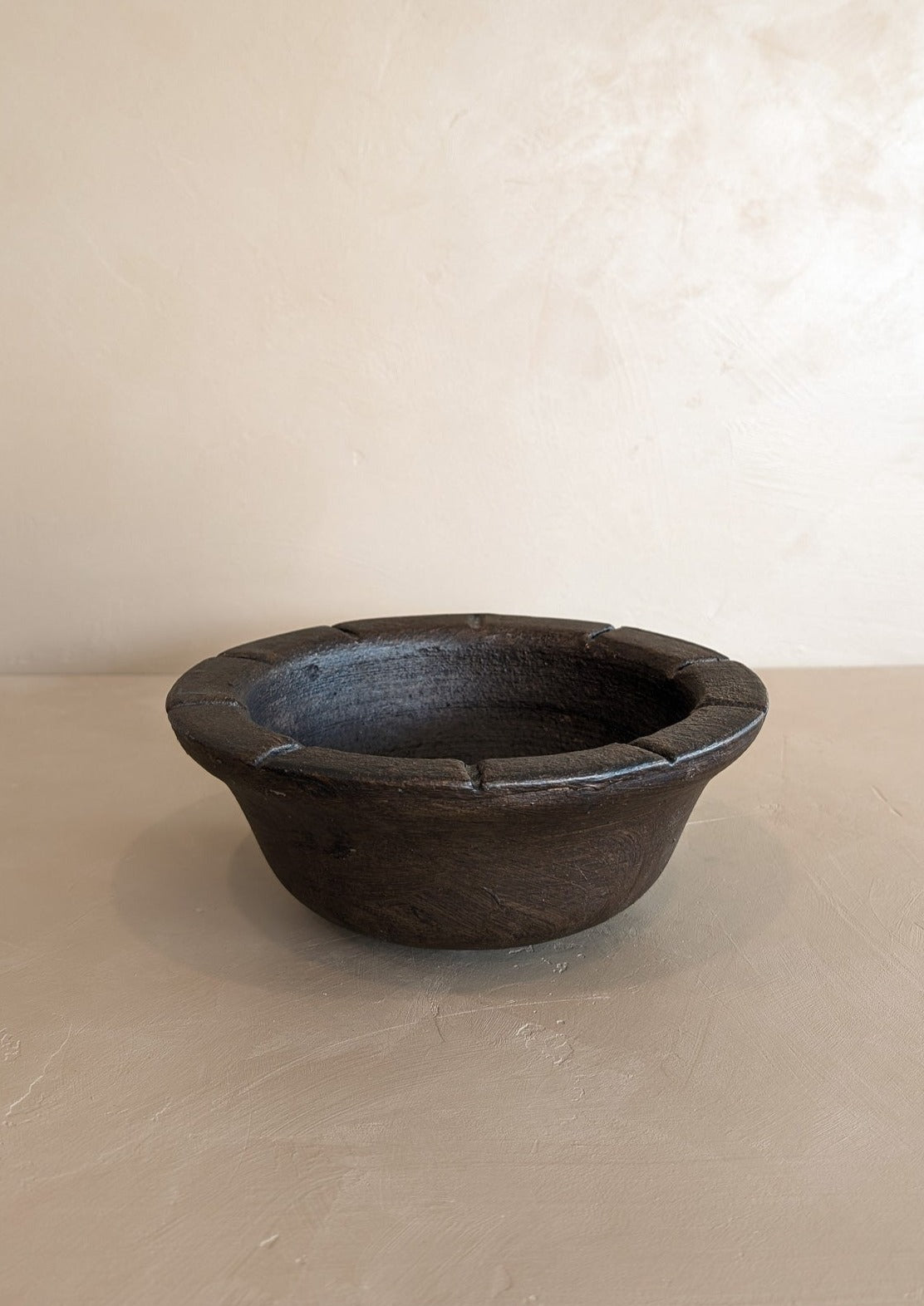 Dark Brown Textured Mexican Pottery Bowl