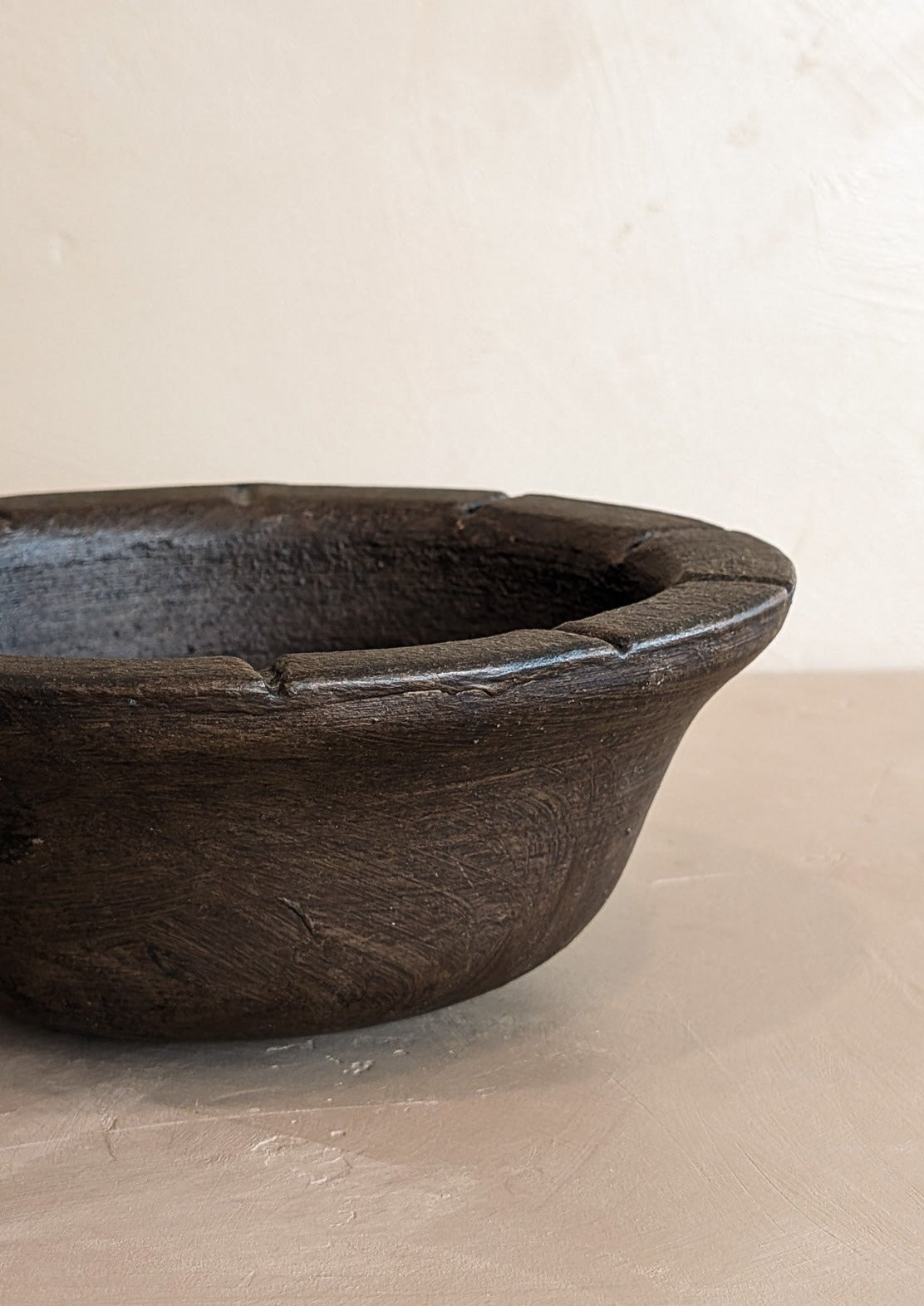 Dark Brown Textured Mexican Pottery Bowl
