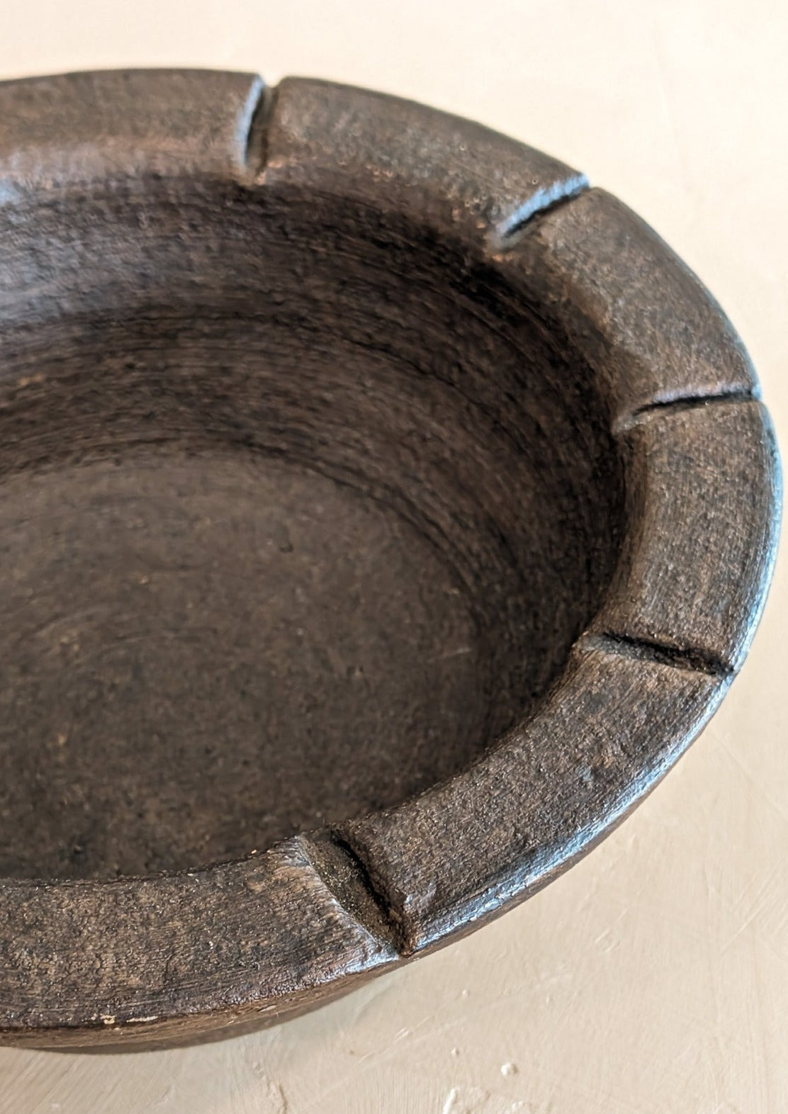 Dark Brown Textured Mexican Pottery Bowl