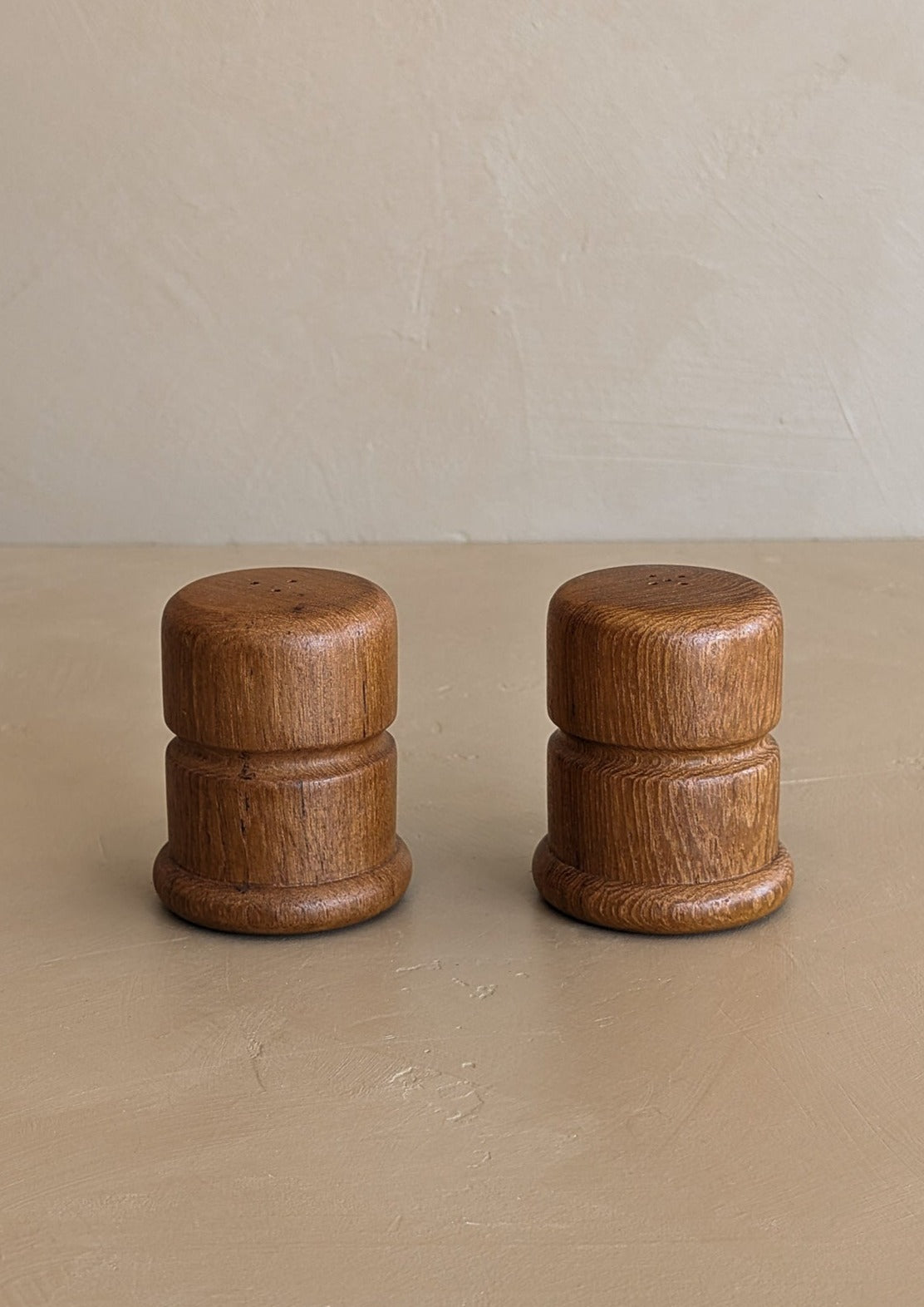 Pair of Vintage Teak Salt and Pepper Shakers