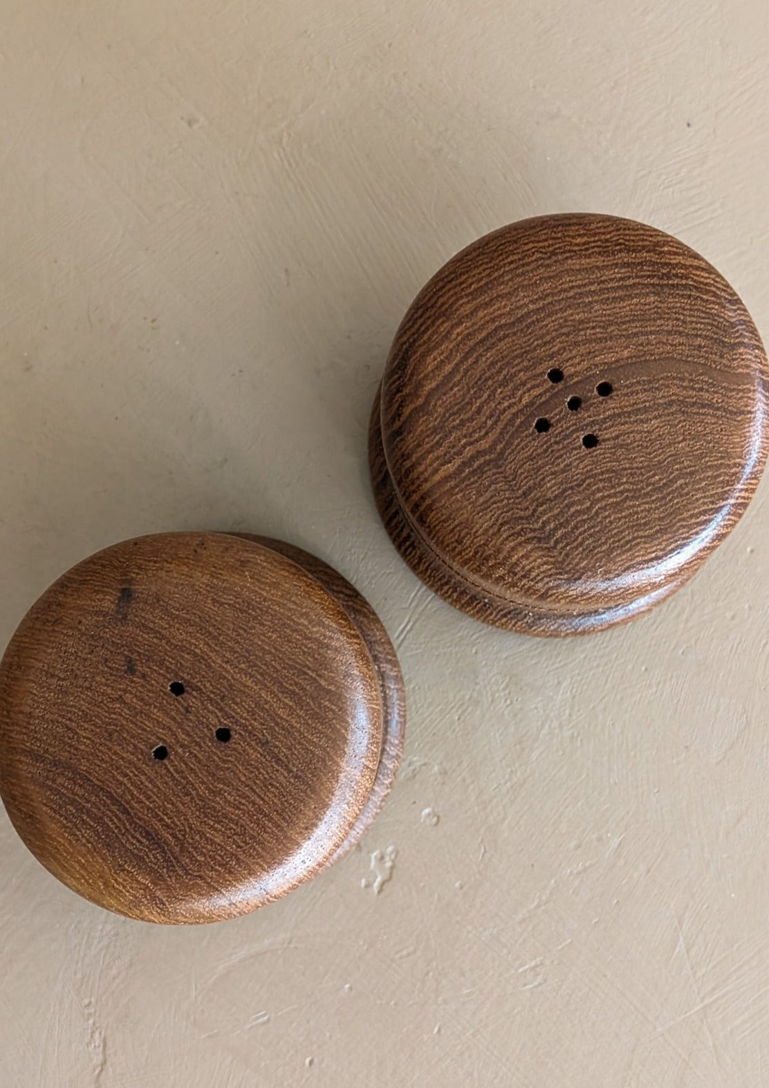 Pair of Vintage Teak Salt and Pepper Shakers