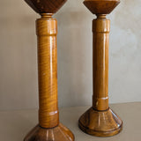 Pair of Vintage Monumental Rare Myrtlewood Candlesticks