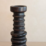 Dark Handmade Wooden Bobbin-Style Candlestick #4
