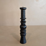 Dark Handmade Wooden Bobbin-Style Candlestick #7