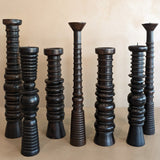 Dark Handmade Wooden Bobbin-Style Candlestick #6
