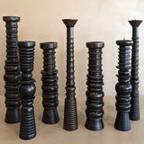Dark Handmade Wooden Bobbin-Style Candlestick #4