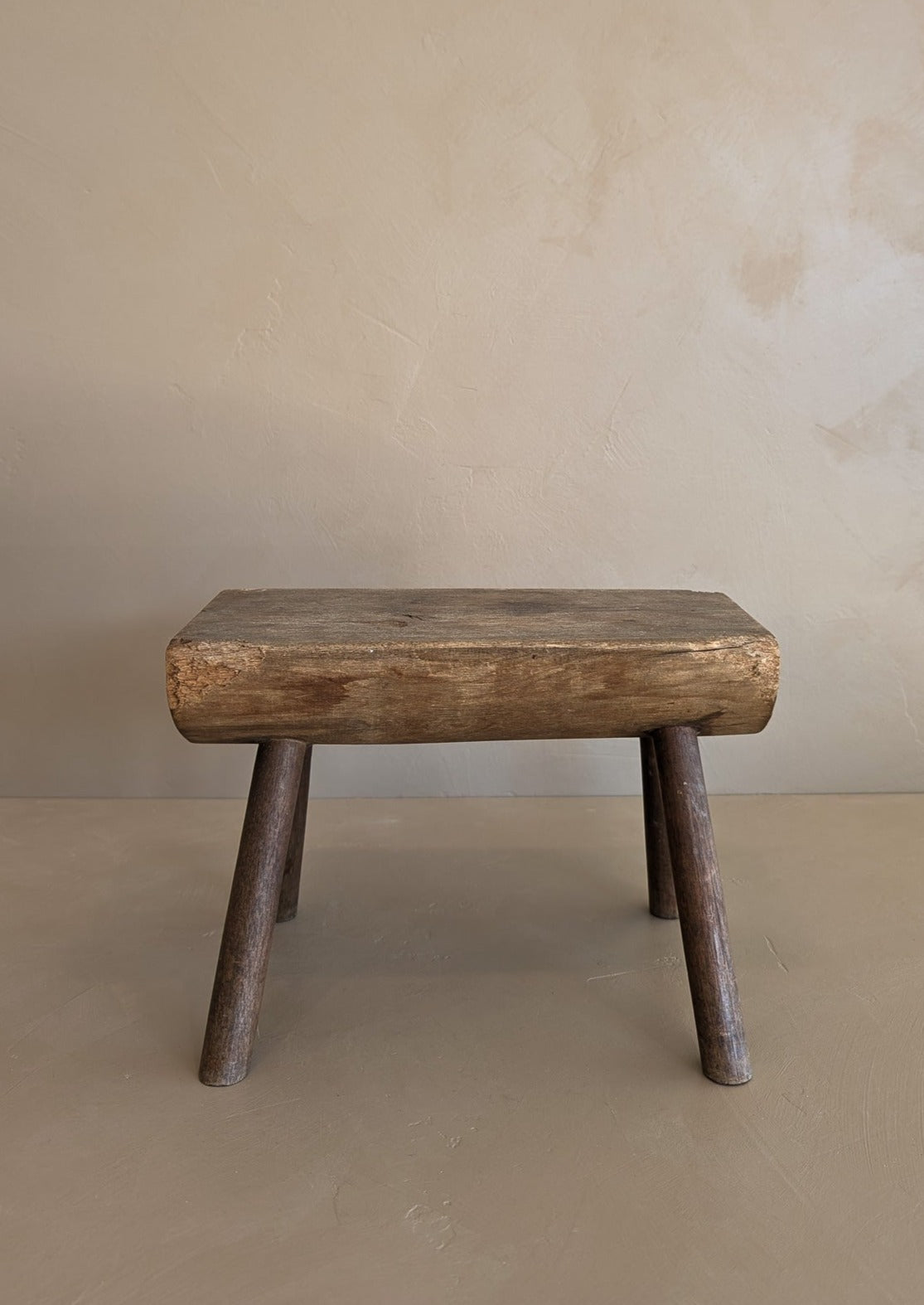 Vintage Hand-crafted Solid Walnut Stool - Small