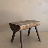 Vintage Hand-crafted Solid Walnut Stool - Small