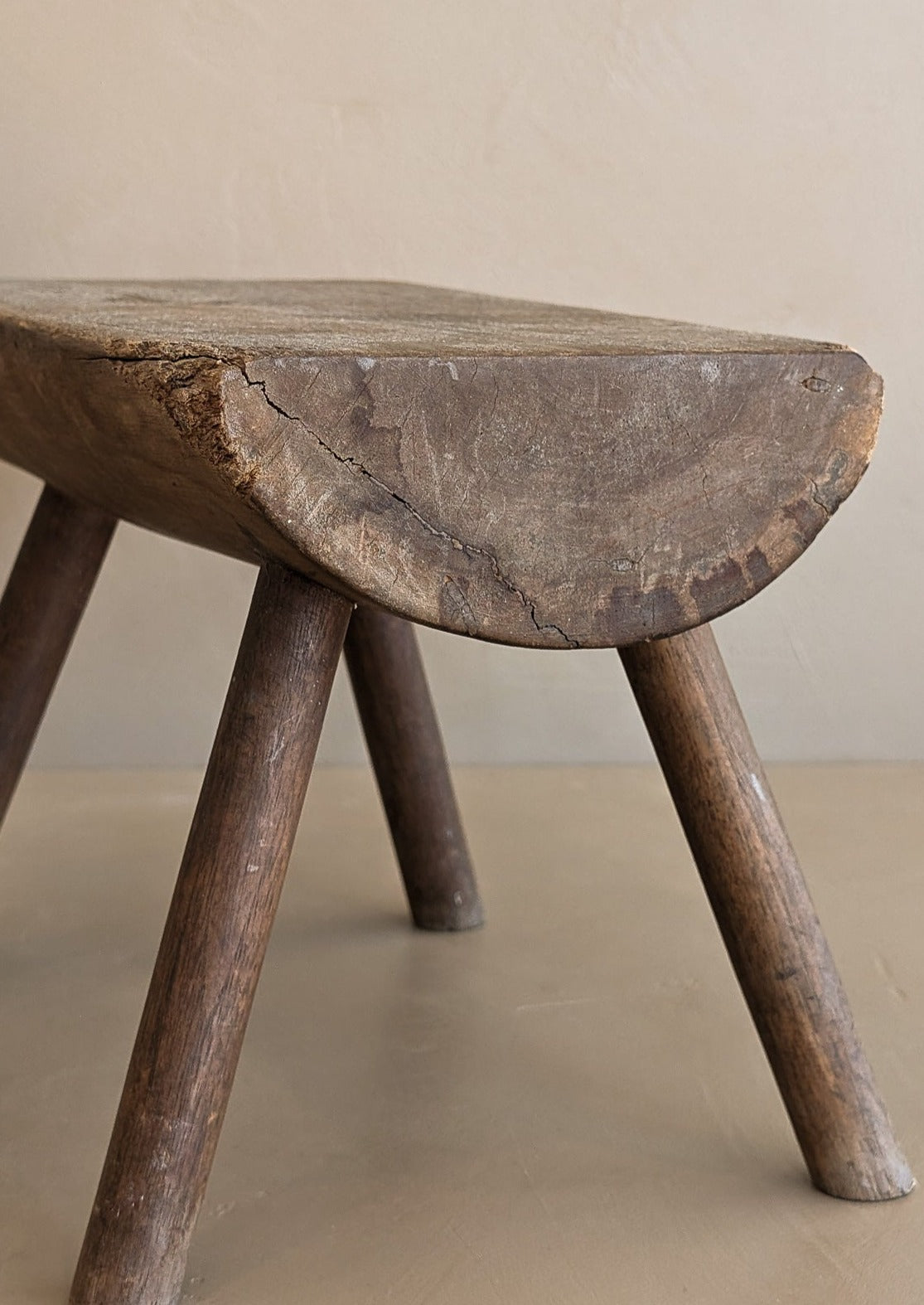 Vintage Hand-crafted Solid Walnut Stool - Small