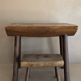Vintage Hand-crafted Solid Walnut Stool - Large