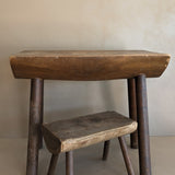Vintage Hand-crafted Solid Walnut Stool - Large