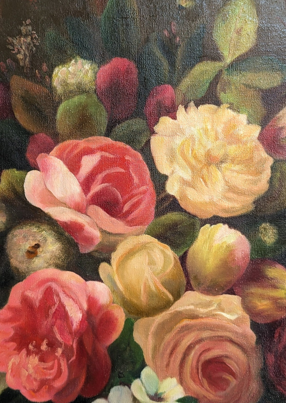 Signed 1975 Vintage Original Floral Still Life Oil Painting by Marguerite Kimball