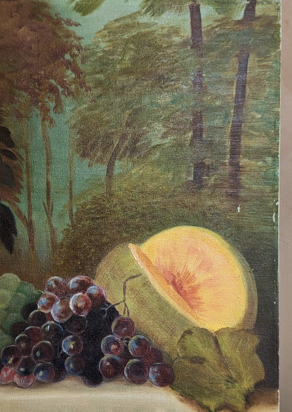 Signed 1969 Vintage Original Fruit and Floral Still Life Oil Painting by Marguerite Kimball