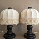 Pair of Vintage Swedish Markslöjd Dark Pine Table Lamps with Original Shades