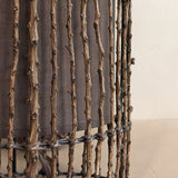 Vintage Oval Lamp with Textured Branch Accents and Brown Lampshade
