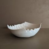 Large Cream Geometric Signed Studio Pottery Bowl