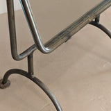 Unique Vintage Postmodern Tilting Metal Tabletop Mirror with Ball Detailing