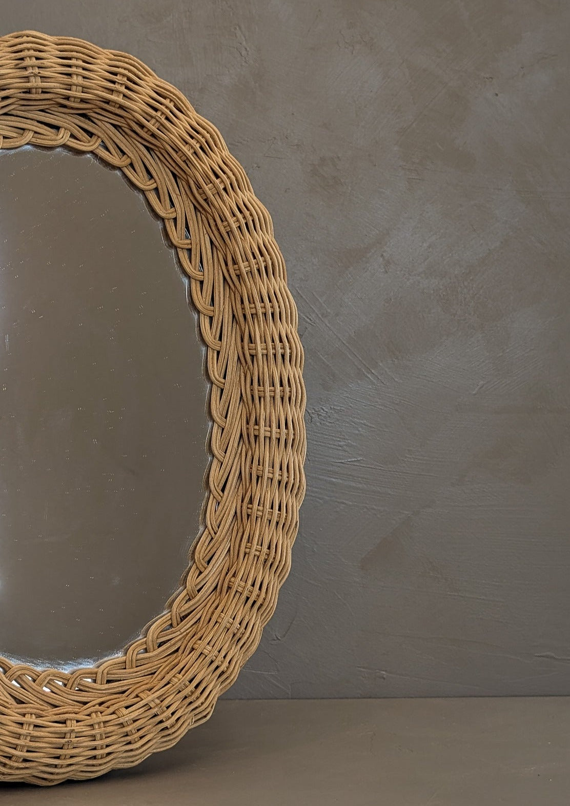 Petite Vintage Oval Wicker Mirror