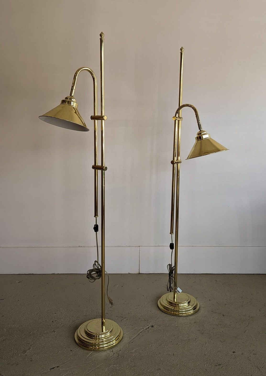 Modern Vintage Brass Adjustable Floor Lamp - Sold Individually