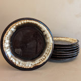 Vintage Pfaltzgraff Brown and White Drip Glaze Dinner Plates - Sold in Sets of 2