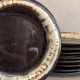Vintage Pfaltzgraff Brown and White Drip Glaze Dinner Plates - Sold in Sets of 2