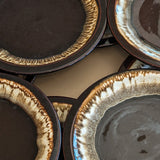 Vintage Pfaltzgraff Brown and White Drip Glaze Dinner Plates - Sold in Sets of 2