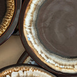 Vintage Pfaltzgraff Brown and White Drip Glaze Dinner Plates - Sold in Sets of 2
