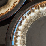 Vintage Pfaltzgraff Brown and White Drip Glaze Dinner Plates - Sold in Sets of 2