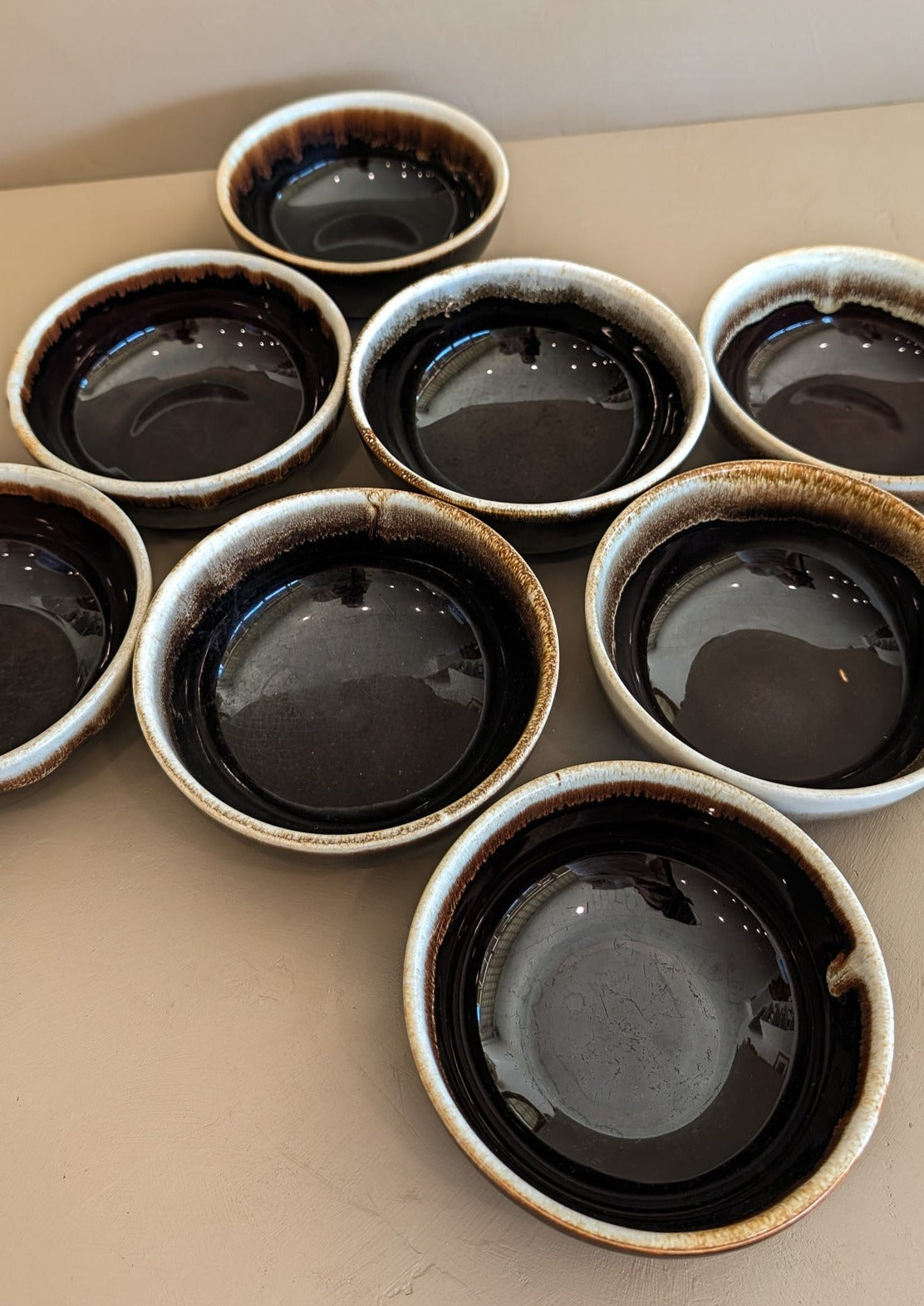 Vintage Pfaltzgraff Brown and White Drip Glaze Bowls - Sold in Sets of 2