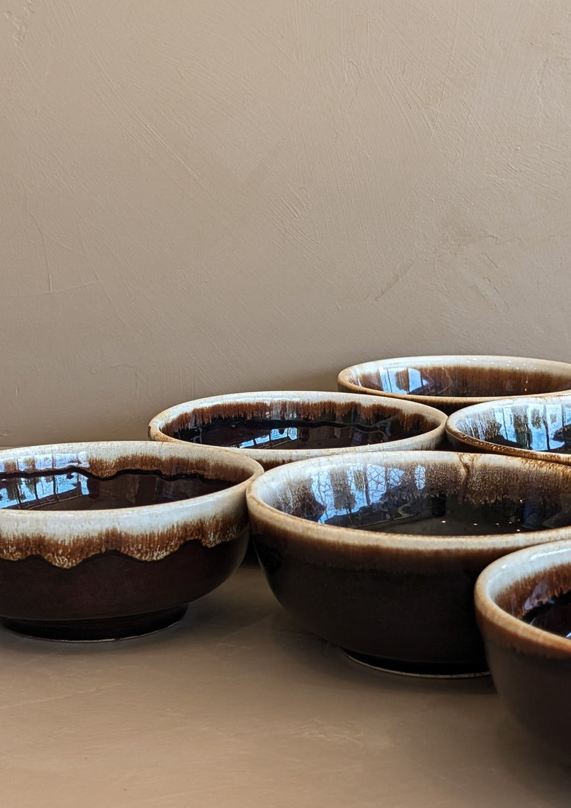 Vintage Pfaltzgraff Brown and White Drip Glaze Bowls - Sold in Sets of 2