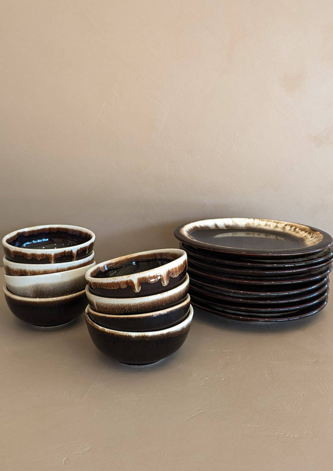 Vintage Pfaltzgraff Brown and White Drip Glaze Bowls - Sold in Sets of 2