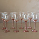 Pair of Vintage Pink Handblown Wine Glasses