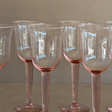 Pair of Vintage Pink Handblown Wine Glasses