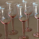 Pair of Vintage Pink Handblown Wine Glasses