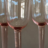 Pair of Vintage Pink Handblown Wine Glasses