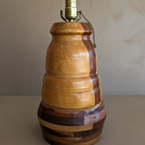 Handmade Vintage Danish Marquetry Wooden Lamp