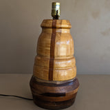 Handmade Vintage Danish Marquetry Wooden Lamp