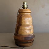 Handmade Vintage Danish Marquetry Wooden Lamp
