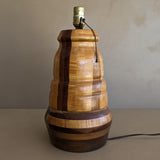Handmade Vintage Danish Marquetry Wooden Lamp