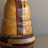 Handmade Vintage Danish Marquetry Wooden Lamp