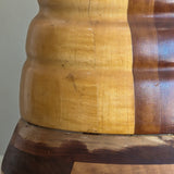 Handmade Vintage Danish Marquetry Wooden Lamp