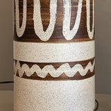 Pair of Vintage Brown and Cream Squiggle Ceramic Lamps