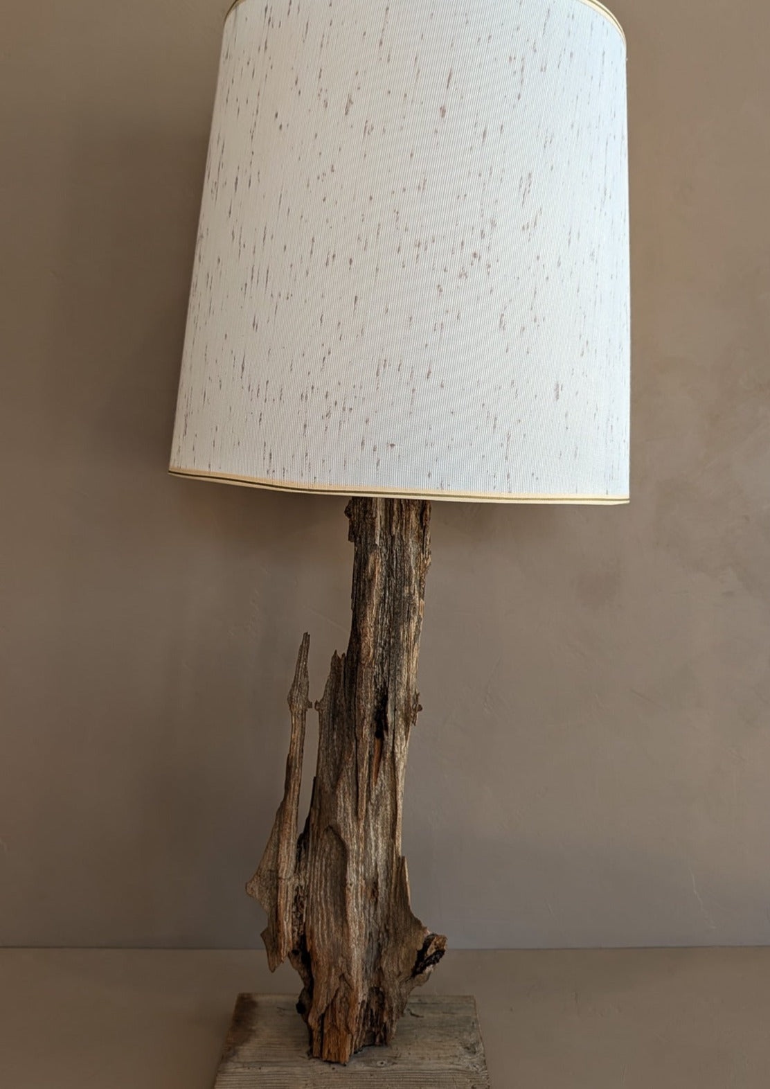 Vintage Driftwood Lamp and Original Textured Shade