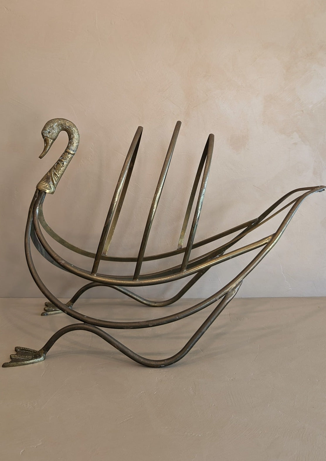 1960s Maison Jansen Attributed Brass Swan Magazine Rack