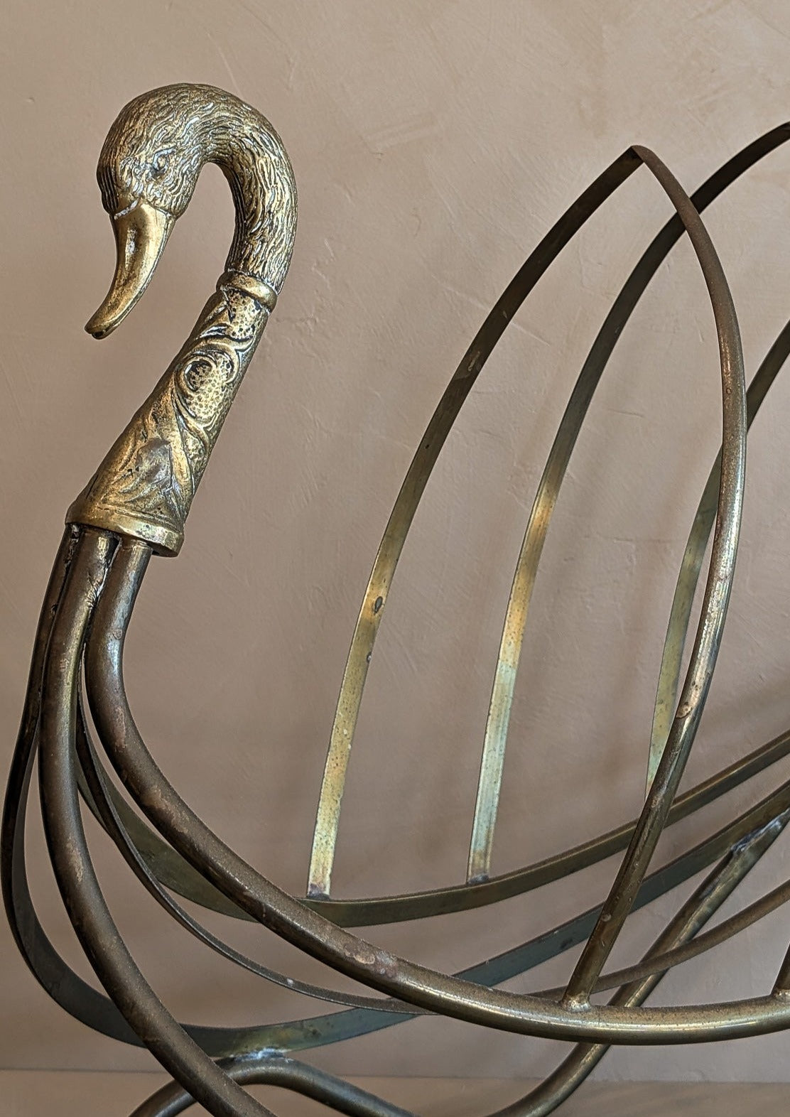 1960s Maison Jansen Attributed Brass Swan Magazine Rack