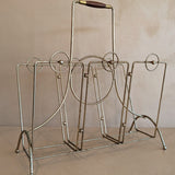 Midcentury Brass and Wood Magazine Rack