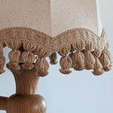 Pair of Rare Vintage Swedish AB Tranås Stilarmatur Pine and Rope Wall Sconces with Original Handmade Fringed Linen Shades